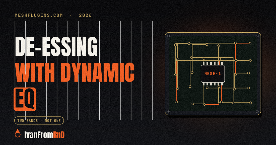 Dynamic EQ set up with two bands for de-essing a vocal