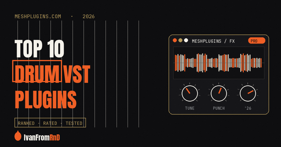 Top 10 drum VST plugins 2026 cover — Meshplugins