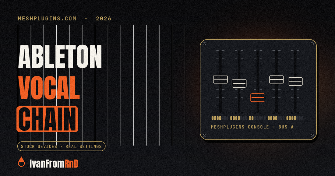 Ableton vocal chain - stock device chain diagram on dark background
