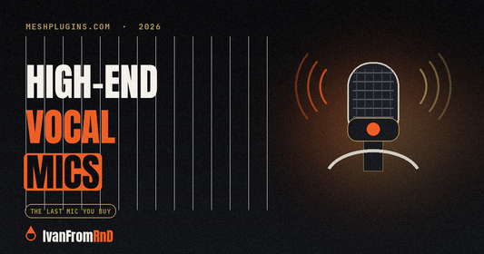 Best high-end condenser microphones - studio mic graphic on dark background
