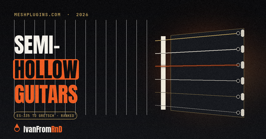 Best semi-hollow guitars - ES-style guitar graphic on dark background