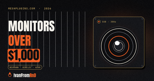 Best studio monitors over 1000 dollars - speaker graphic on dark background